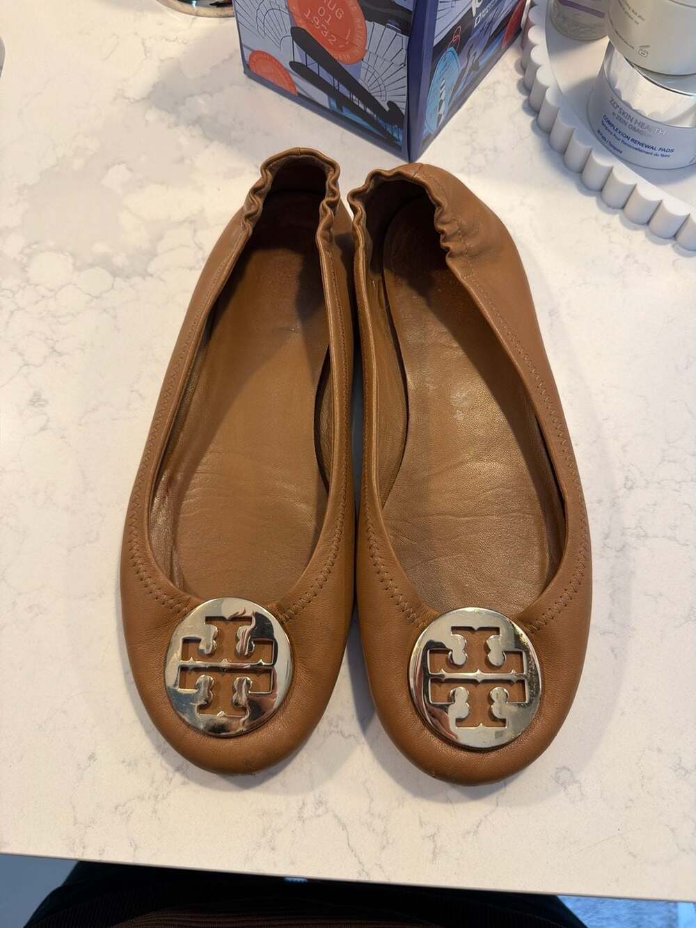 Tory Burch Minnie Travel Ballet Flat in Royal Tan Leather